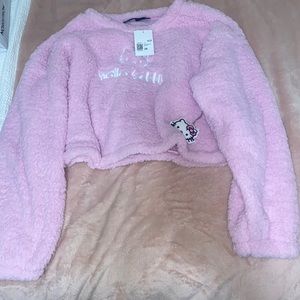 Hello kitty fleece cropped sweater